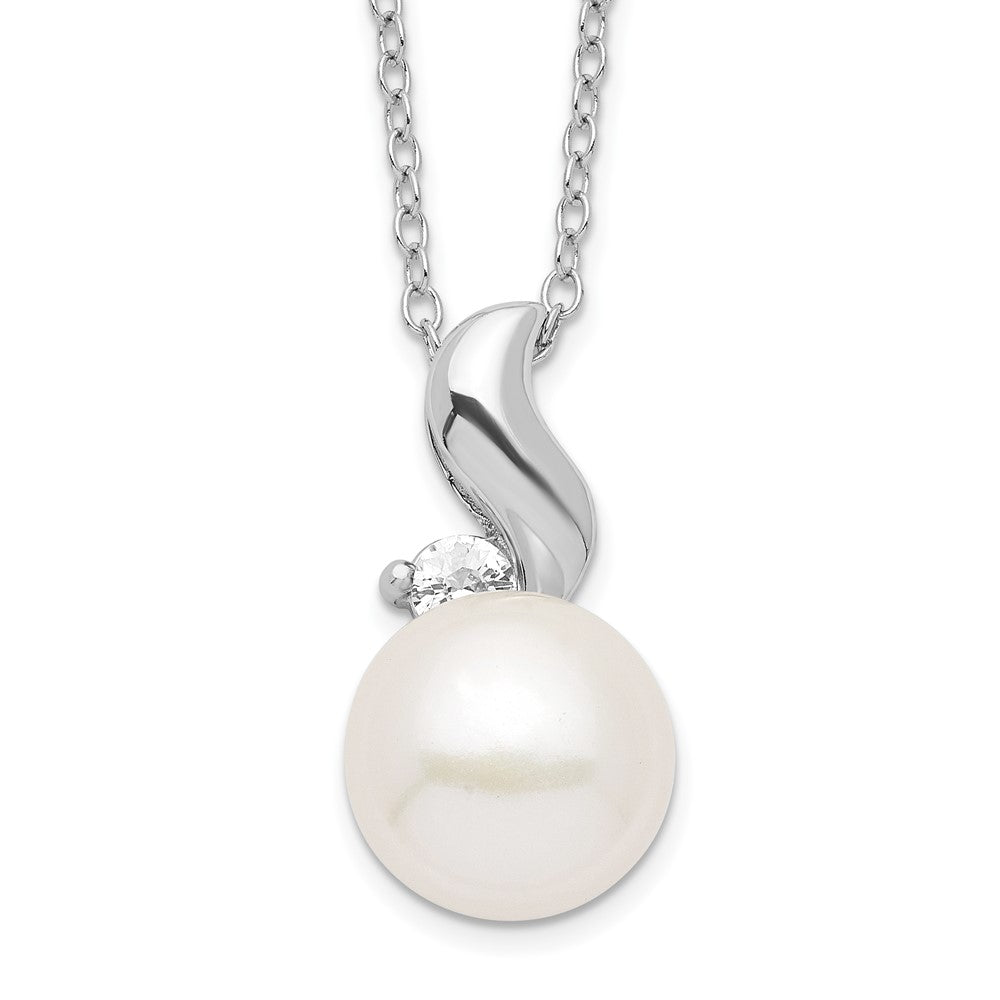 Sterlingsilber Rhodium 9-10mm Weiß Fwc Perle Zirkonia Halskette