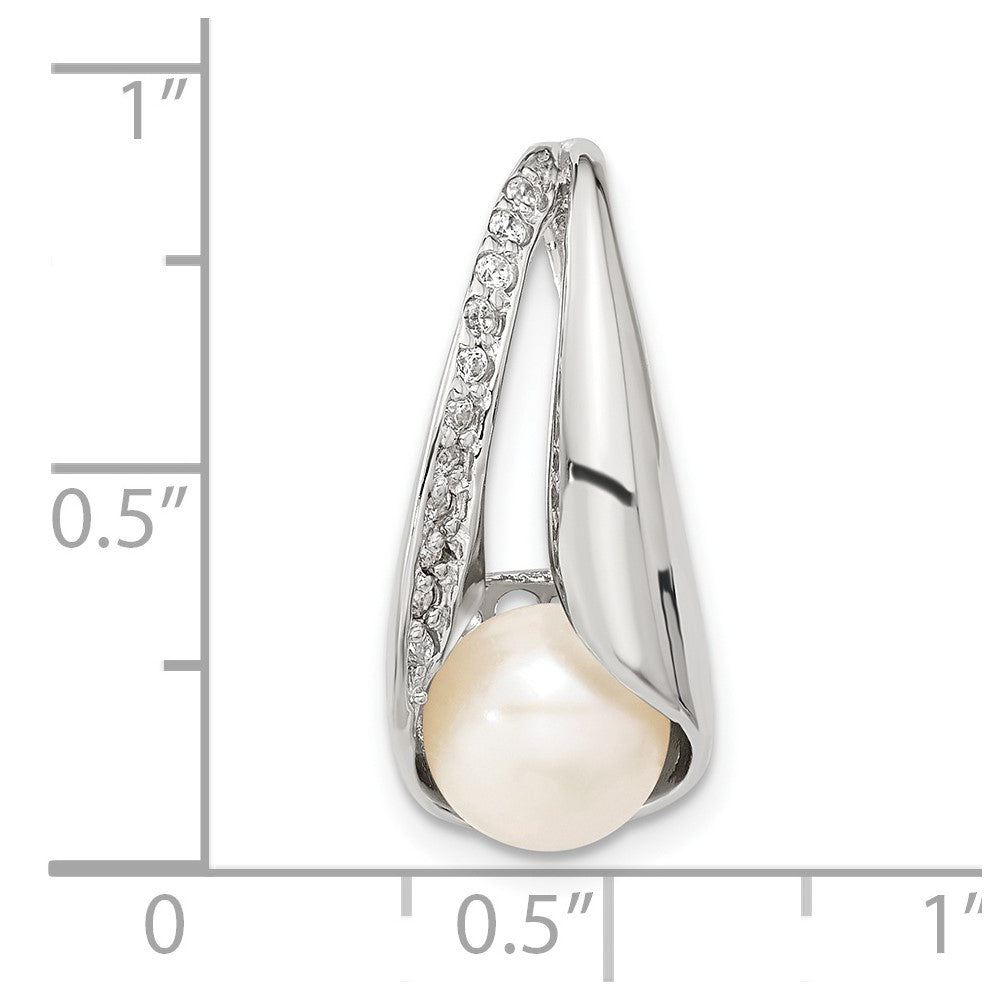 Sterlingsilber mit Zirkonia 7-8mm Fw Zucht Knopf Perle Anhänger
