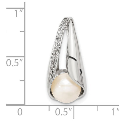 Sterlingsilber mit Zirkonia 7-8mm Fw Zucht Knopf Perle Anhänger
