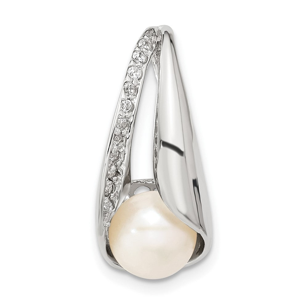 Sterlingsilber mit Zirkonia 7-8mm Fw Zucht Knopf Perle Anhänger