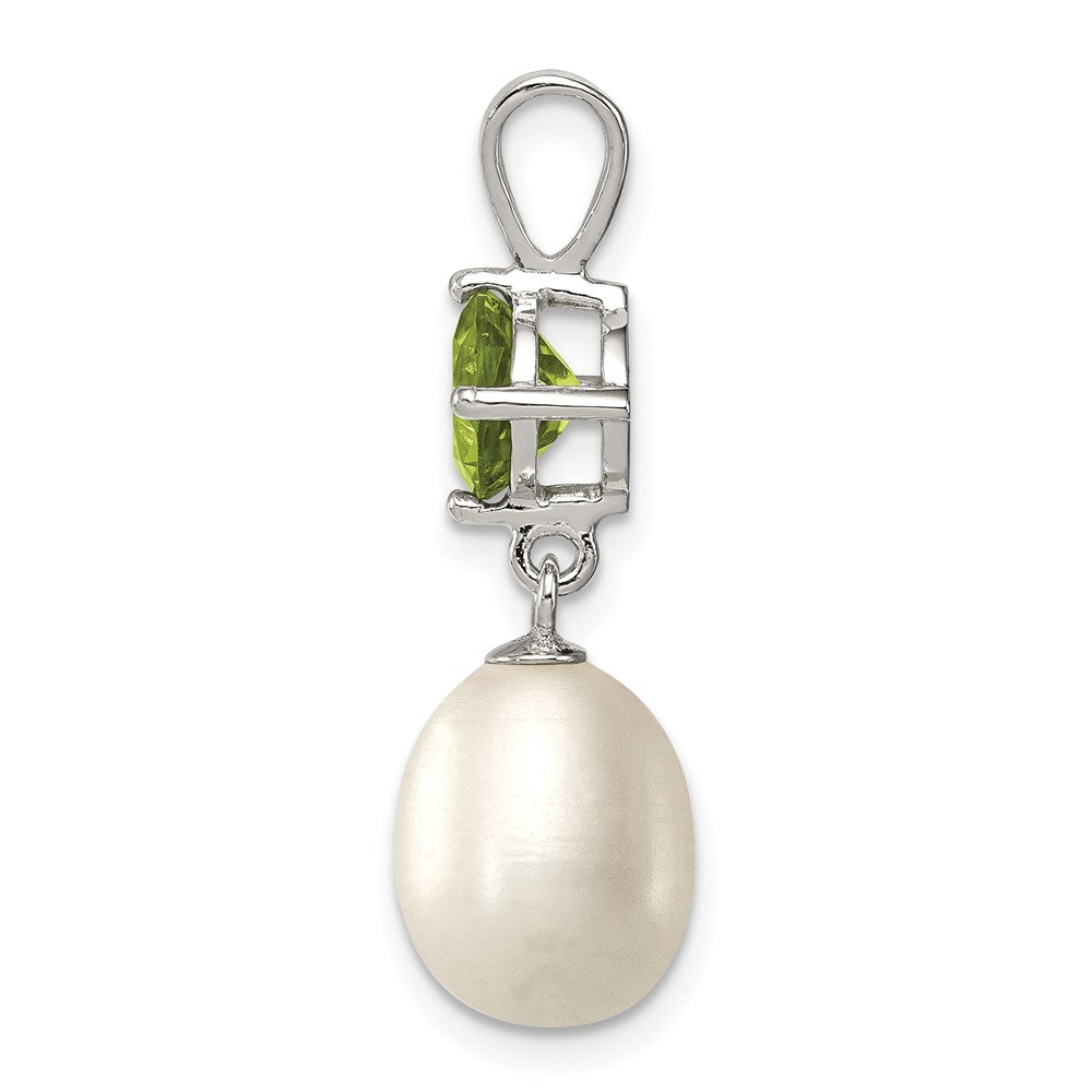 Sterlingsilber Rhodiniert Peridot 8-9mm Fwc Perle Tropfen Anhänger
