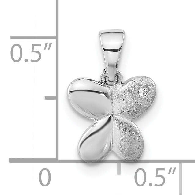 Sterlingsilber Poliert & Satiniert Zirkonia Schmetterling Anhänger
