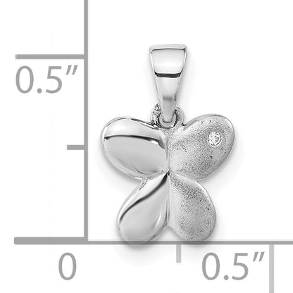 Sterlingsilber Poliert & Satiniert Zirkonia Schmetterling Anhänger
