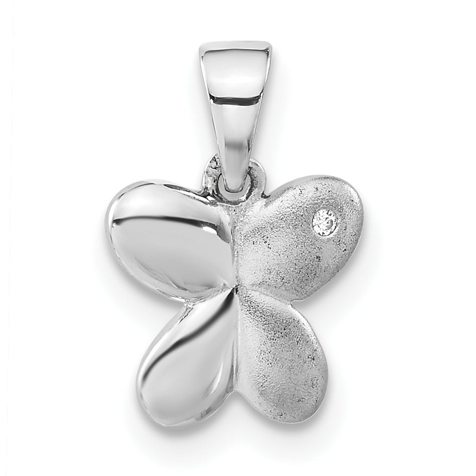 Sterlingsilber Poliert & Satiniert Zirkonia Schmetterling Anhänger