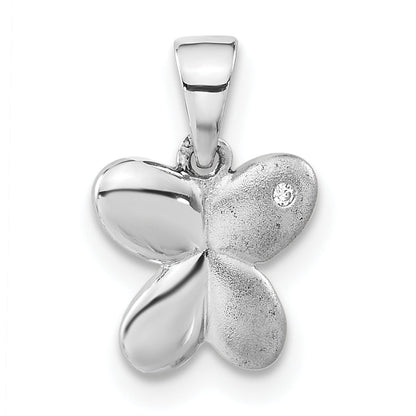 Sterlingsilber Poliert & Satiniert Zirkonia Schmetterling Anhänger