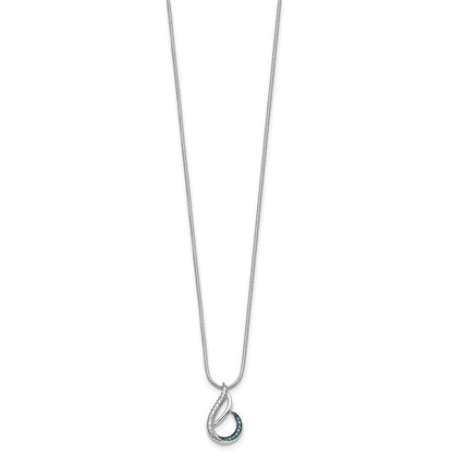 White Night Halskette aus rhodiniertem Sterlingsilber mit Tropfen aus blauen und weißen Diamanten, 45,7 cm (18 Zoll) mit 5 cm (2 Zoll) Verlängerung