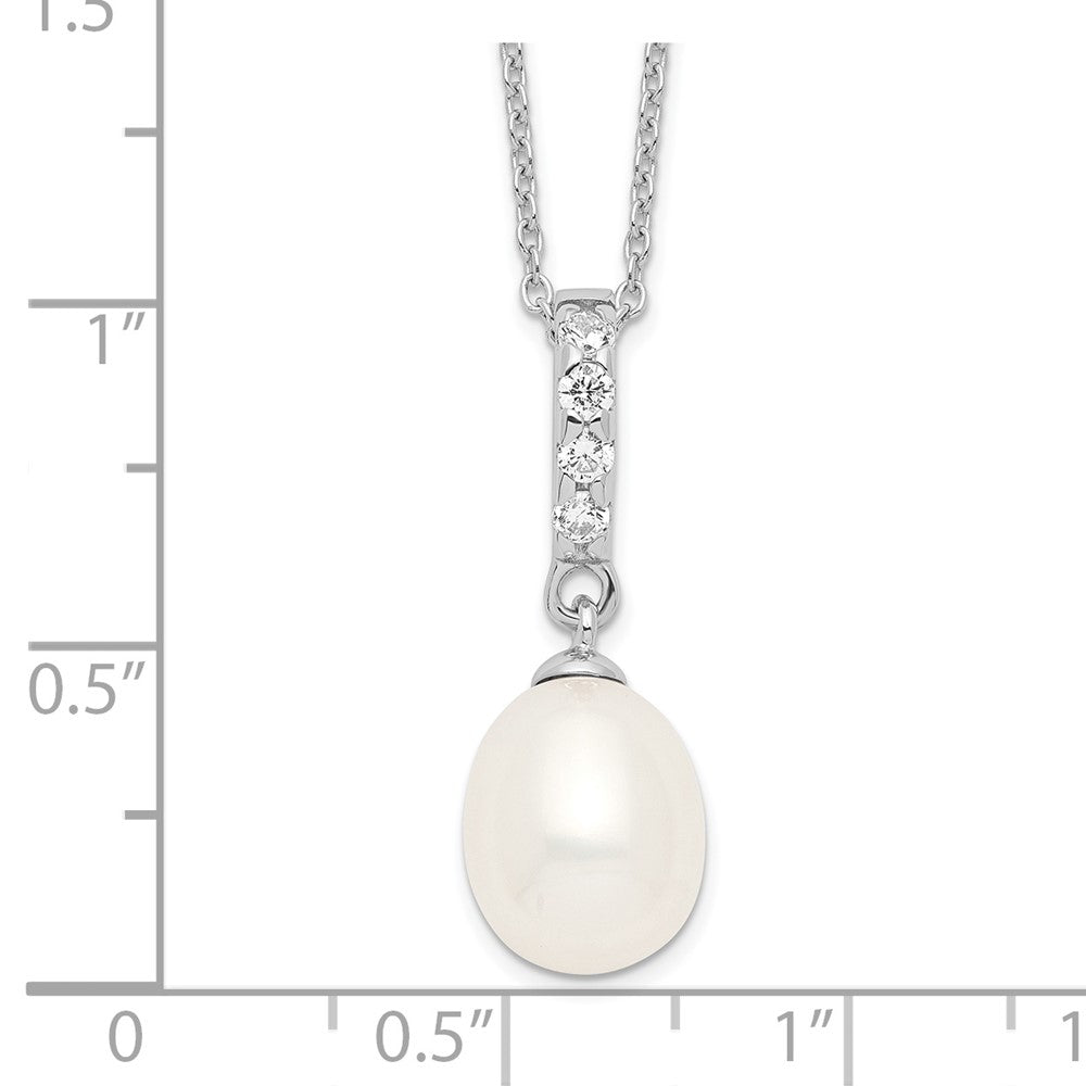 Sterlingsilber Rhodiniert 8-9mm Weiß Fwc Perle Zirkonia Halskette