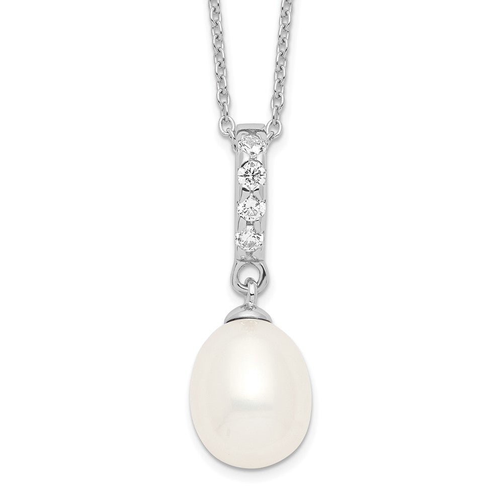 Sterlingsilber Rhodiniert 8-9mm Weiß Fwc Perle Zirkonia Halskette