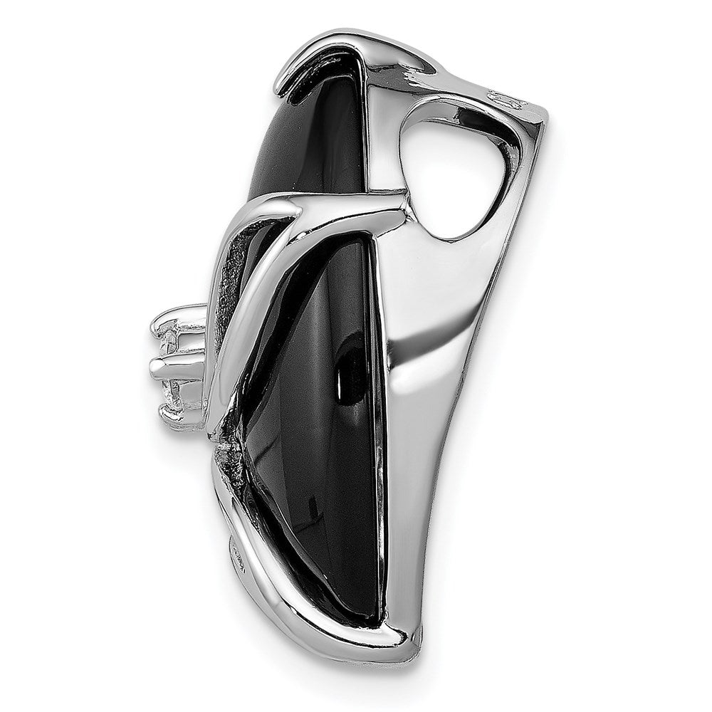 Sterlingsilber Rhodiniert Onyx und Zirkonia Anhänger