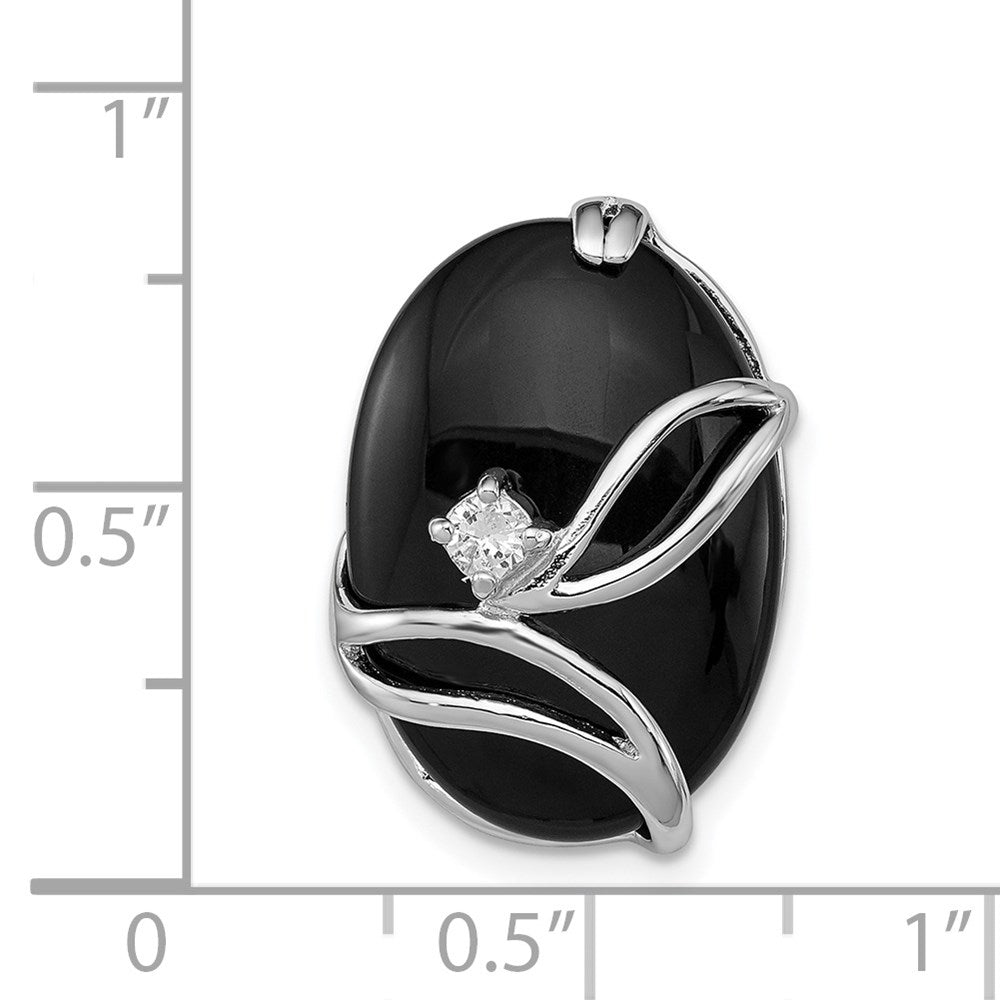 Sterlingsilber Rhodiniert Onyx und Zirkonia Anhänger