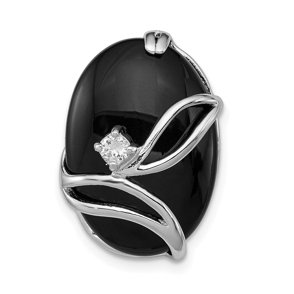 Sterlingsilber Rhodiniert Onyx und Zirkonia Anhänger
