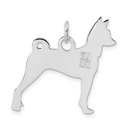 Sterlingsilber Poliert Gravierbar Klein Basenji Plättchen Charm