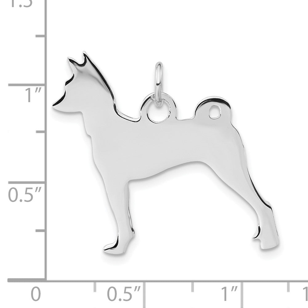 Sterlingsilber Poliert Gravierbar Klein Basenji Plättchen Charm