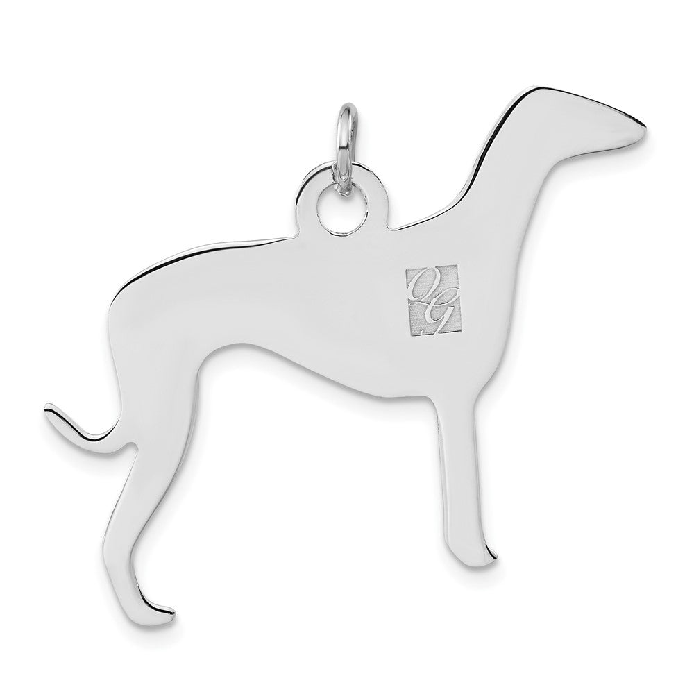 Sterlingsilber Poliert Gravierbar Klein Grau Hound Plättchen Charm