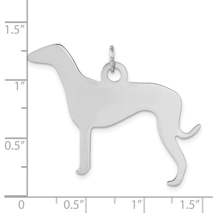 Sterlingsilber Poliert Gravierbar Klein Grau Hound Plättchen Charm