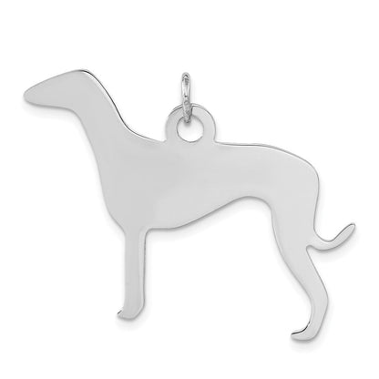 Sterlingsilber Poliert Gravierbar Klein Grau Hound Plättchen Charm