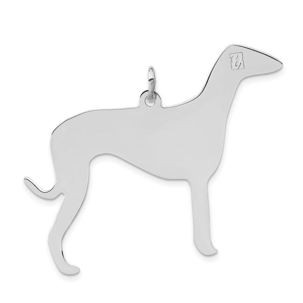Sterlingsilber Poliert Gravierbar Mittel Grau Hound Plättchen Charm