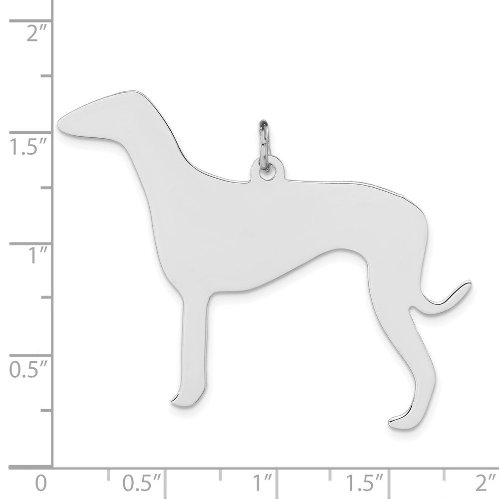 Sterlingsilber Poliert Gravierbar Mittel Grau Hound Plättchen Charm