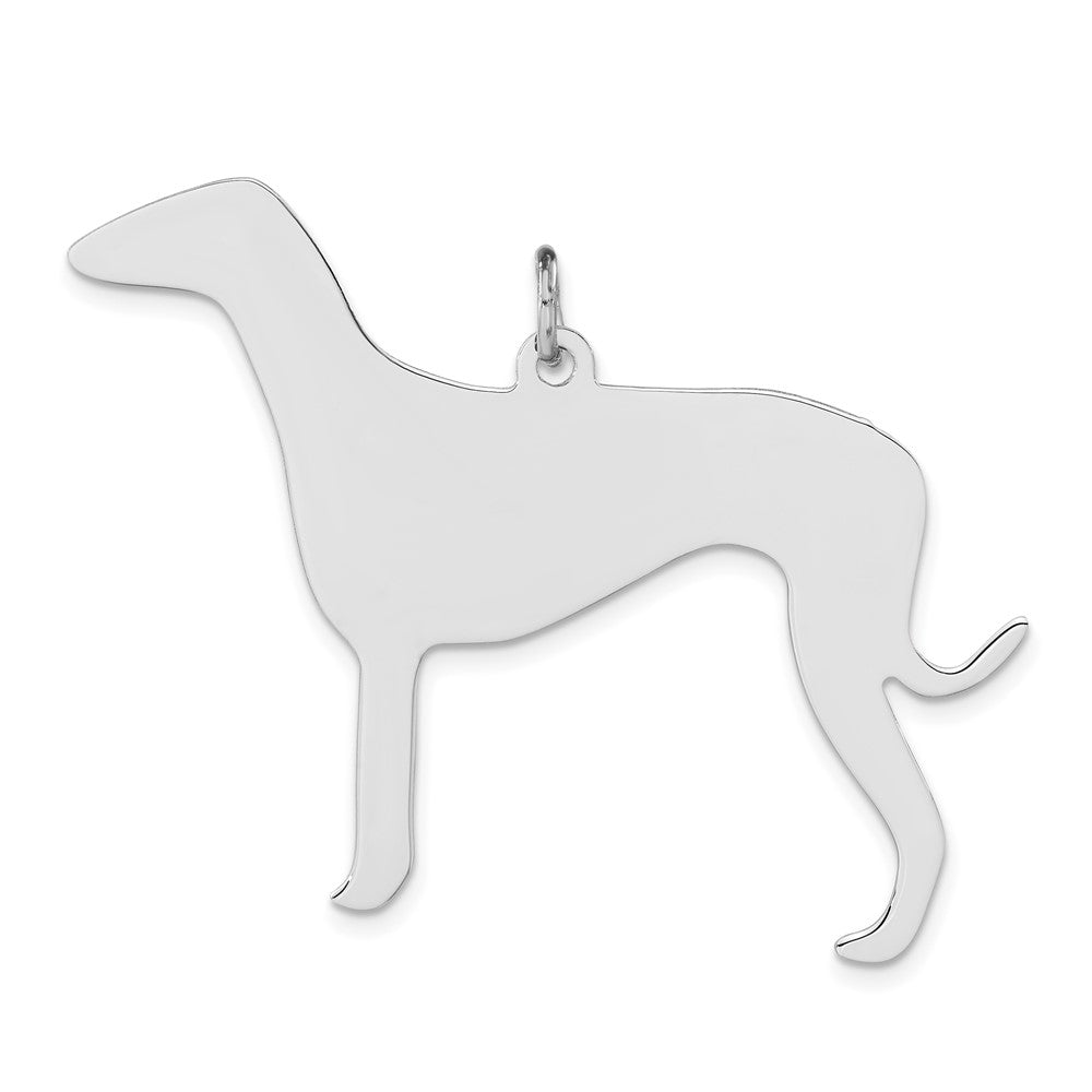 Sterlingsilber Poliert Gravierbar Mittel Grau Hound Plättchen Charm