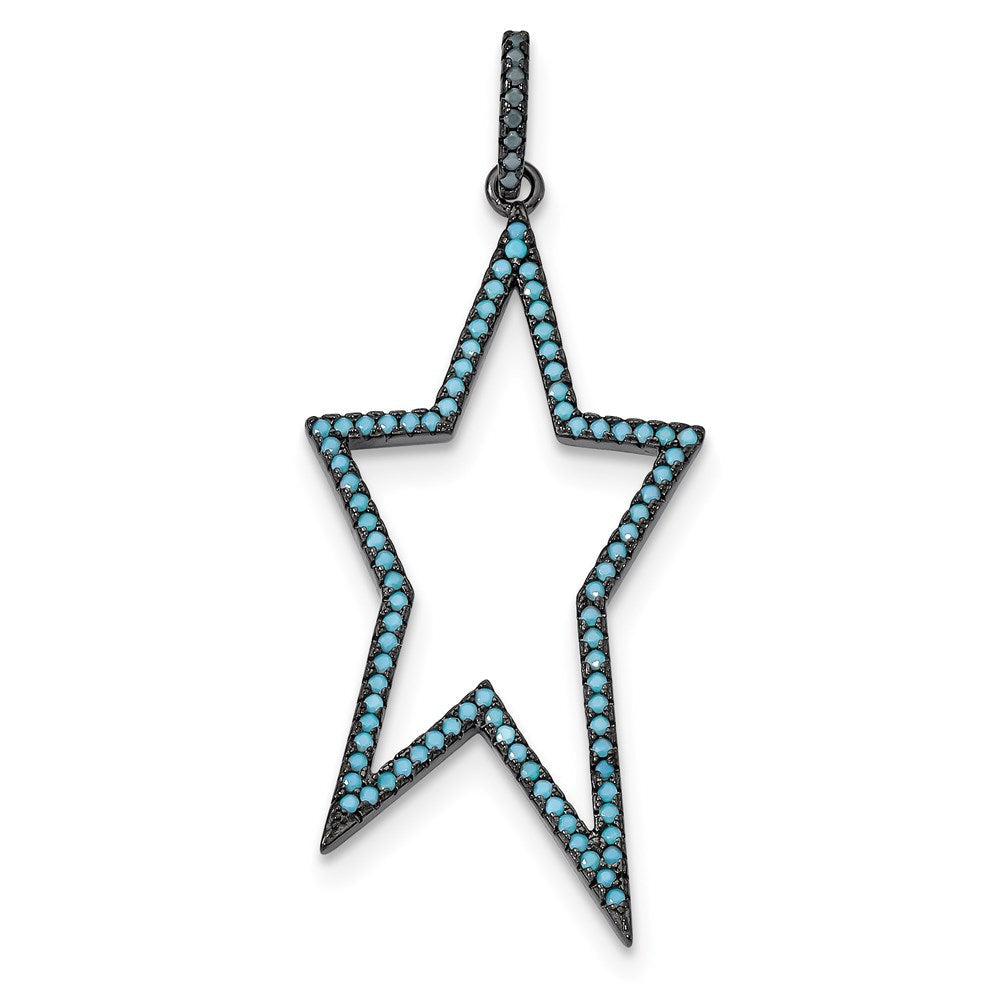 Sterlingsilber Schwarz-rhodium Dyed Weiß Howlite Stern Anhänger
