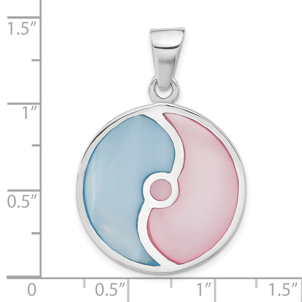 Sterlingsilber Rosa & Blau Perlmutt Kreis Anhänger