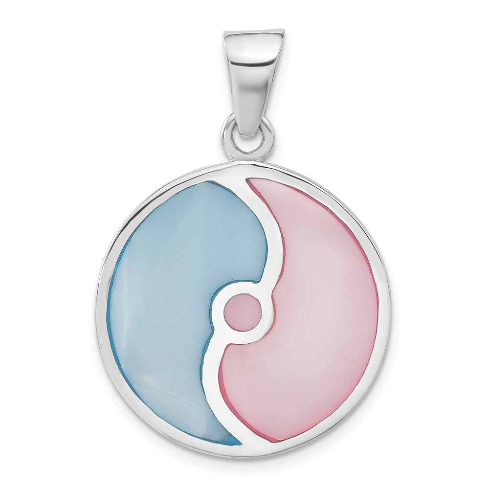 Sterlingsilber Rosa & Blau Perlmutt Kreis Anhänger