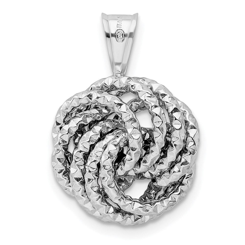 Sterlingsilber Rhodiniert Strukturiert Liebe Knoten Anhänger