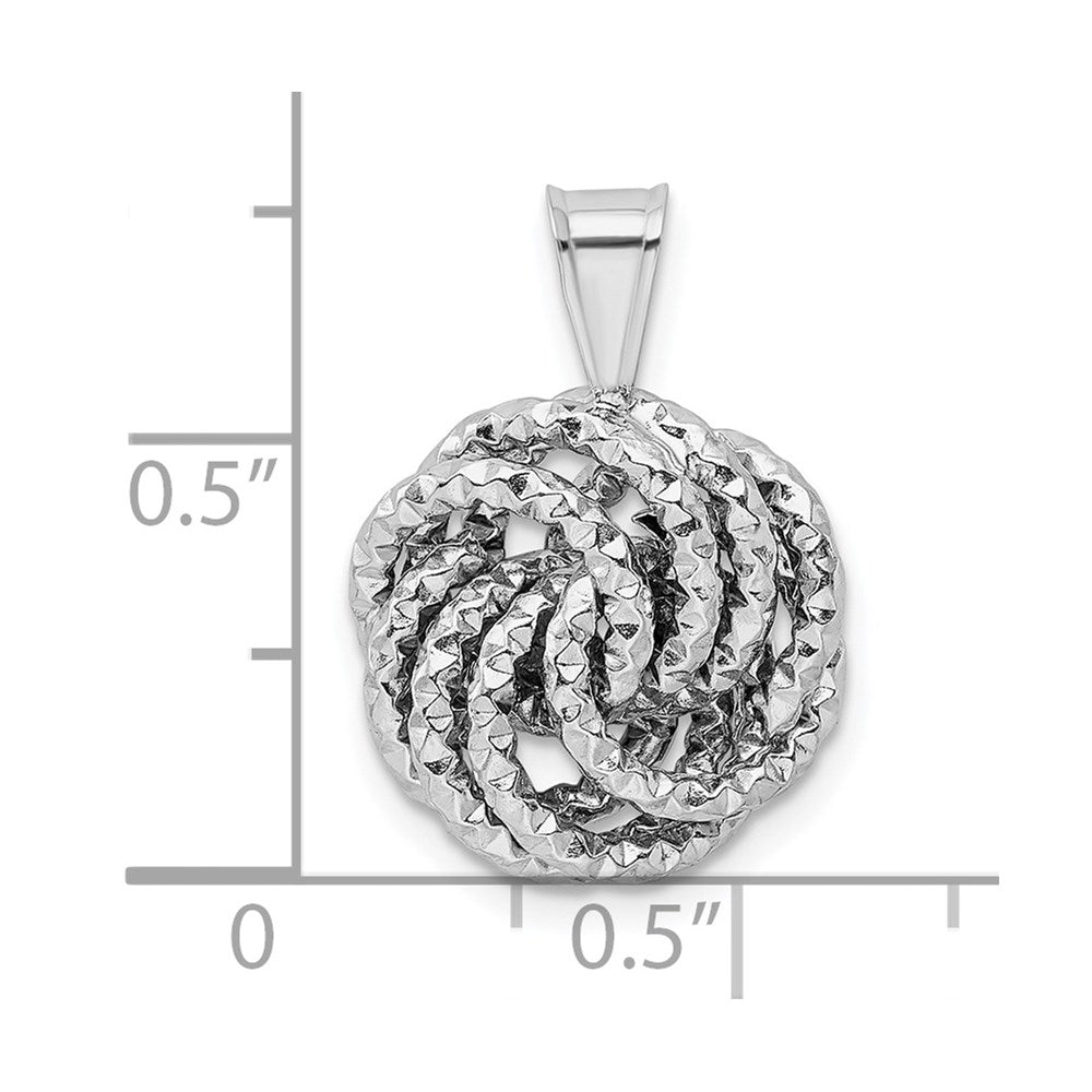 Sterlingsilber Rhodiniert Strukturiert Liebe Knoten Anhänger