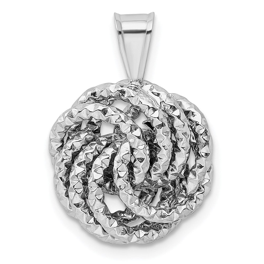 Sterlingsilber Rhodiniert Strukturiert Liebe Knoten Anhänger