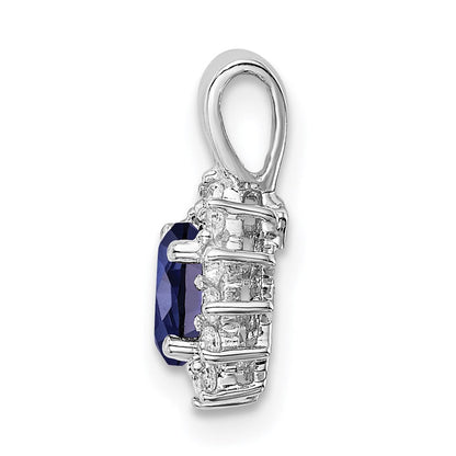 Sterlingsilber Rhodiniert Zirkonia/lab Cr Saphir Anhänger
