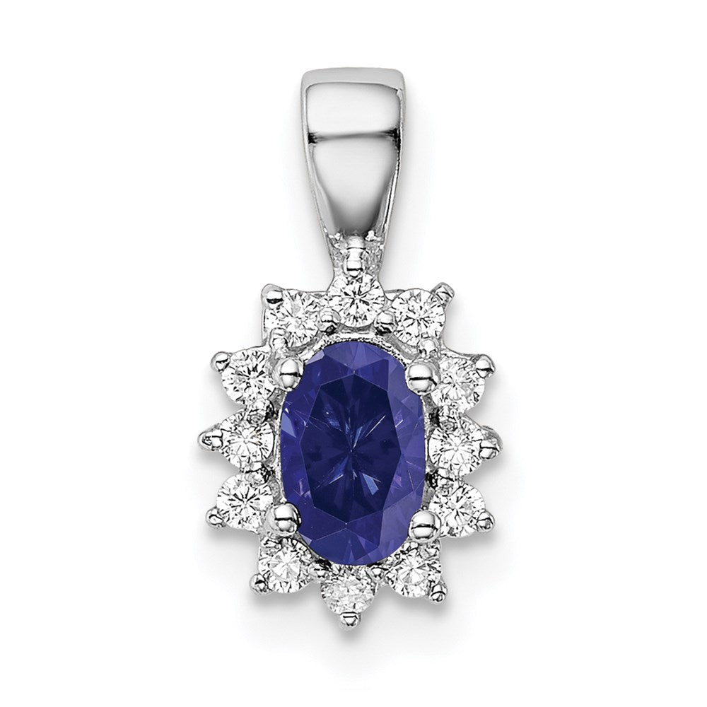 Sterlingsilber Rhodiniert Zirkonia/lab Cr Saphir Anhänger
