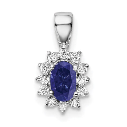 Sterlingsilber Rhodiniert Zirkonia/lab Cr Saphir Anhänger