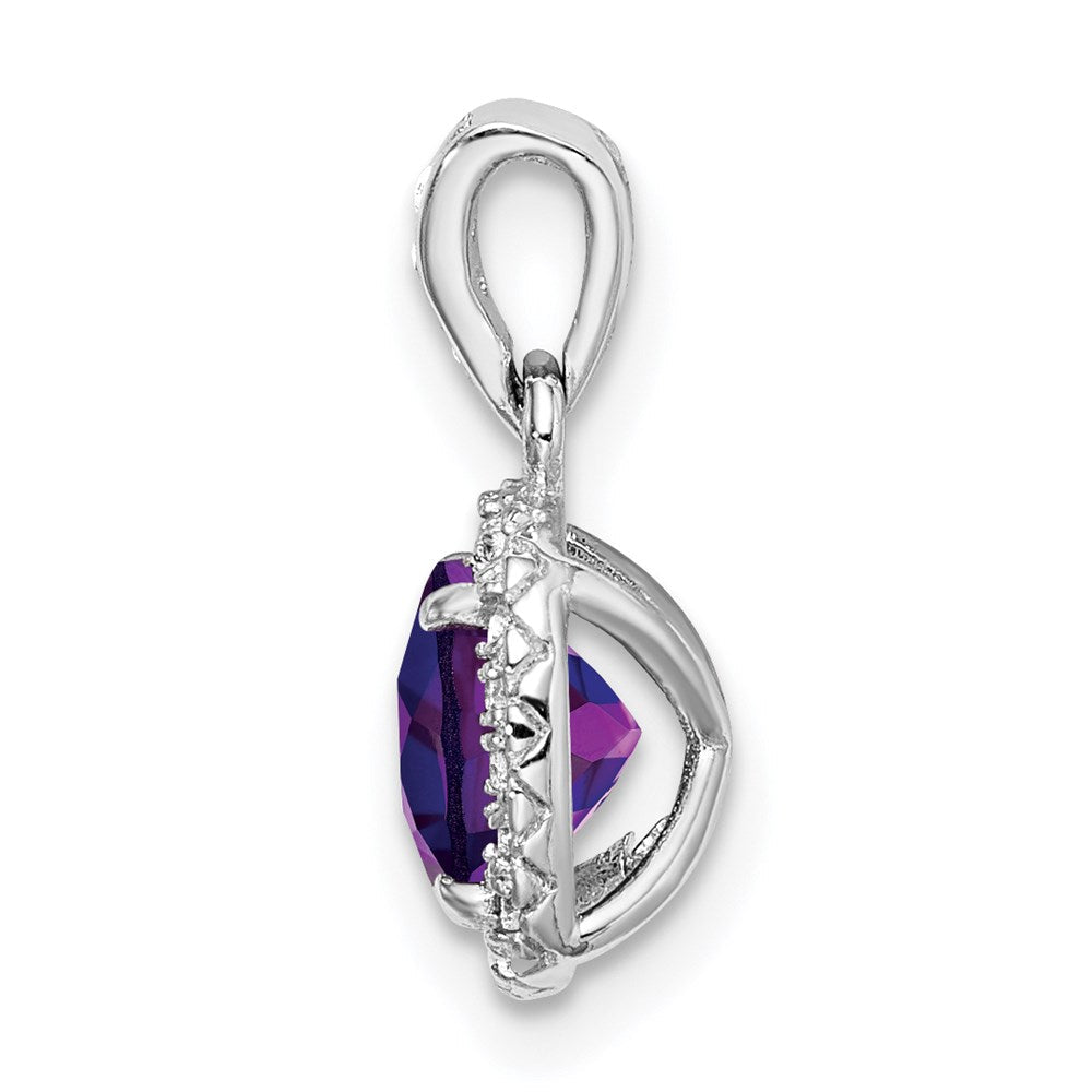 Sterlingsilber Rhodiniert Amethyst und Erzeugt Weiß Saphir Anhänger
