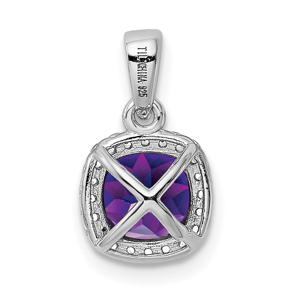 Sterlingsilber Rhodiniert Amethyst und Erzeugt Weiß Saphir Anhänger