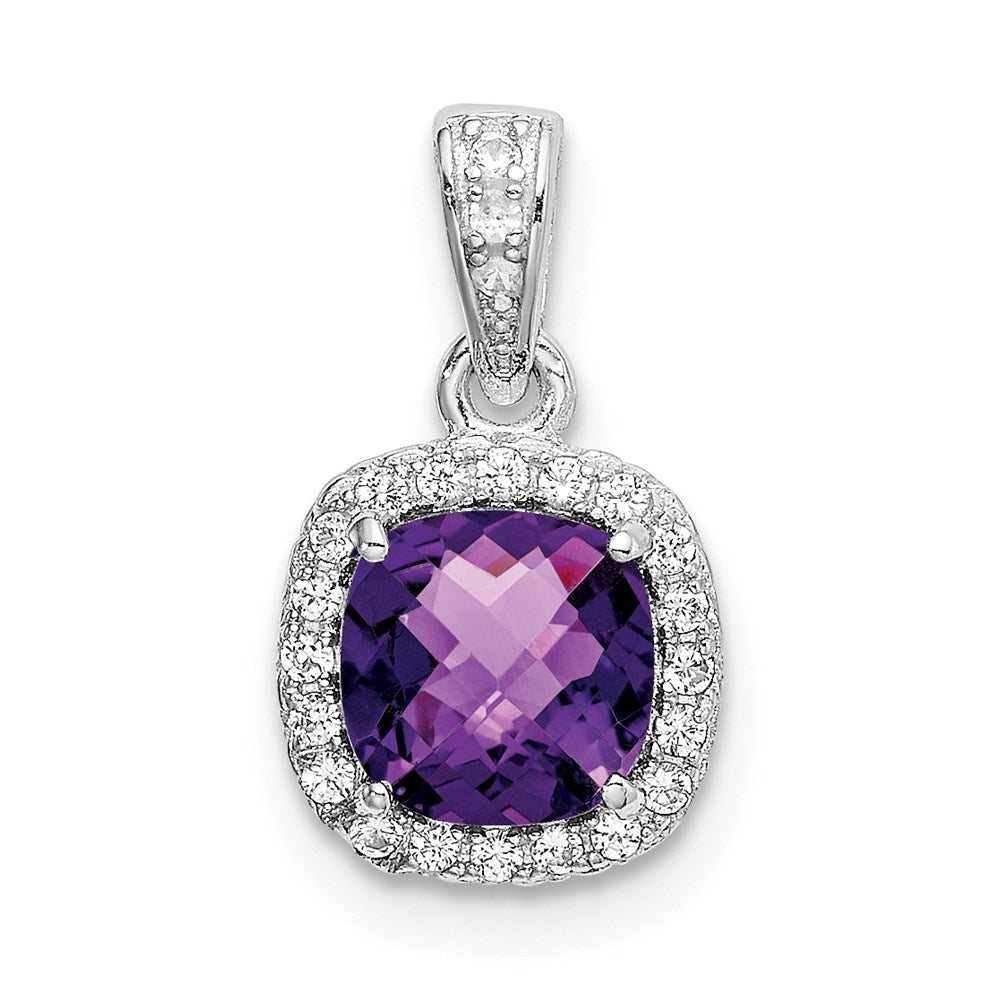 Sterlingsilber Rhodiniert Amethyst und Erzeugt Weiß Saphir Anhänger