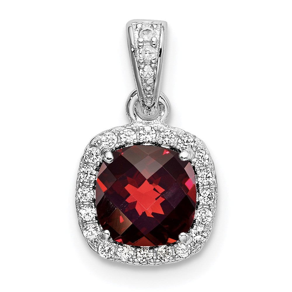 Sterlingsilber Rhod-plate 1.05garnet/creat. Weiß Saphir Anhänger
