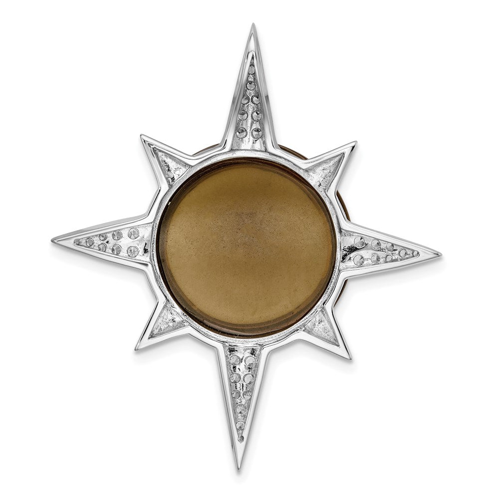 Sterlingsilber Rhodiniert Braun Glas & Zirkonia Sonnenstrahl Kette Anhänger
