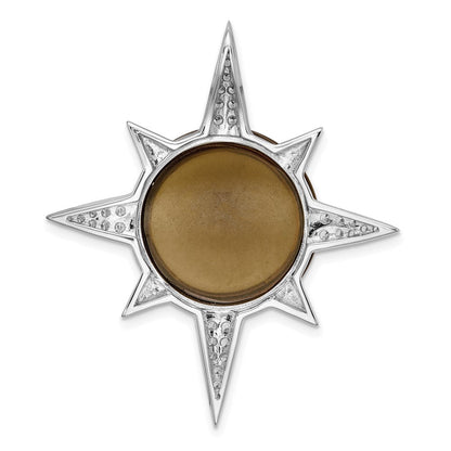 Sterlingsilber Rhodiniert Braun Glas & Zirkonia Sonnenstrahl Kette Anhänger