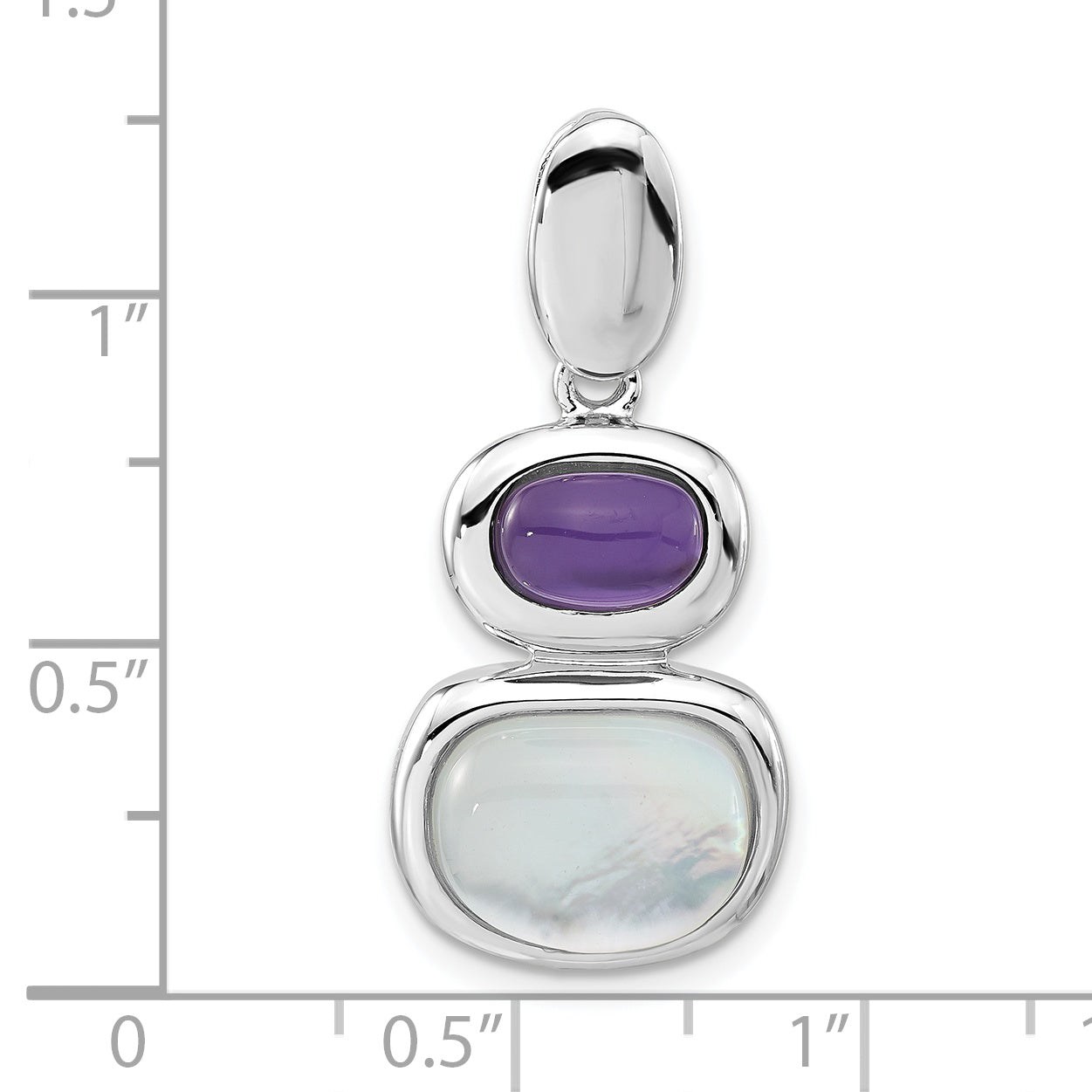 Sterlingsilber Rhodiniert Lila Kristall & Weiß Perlmutt Kette Anhänger