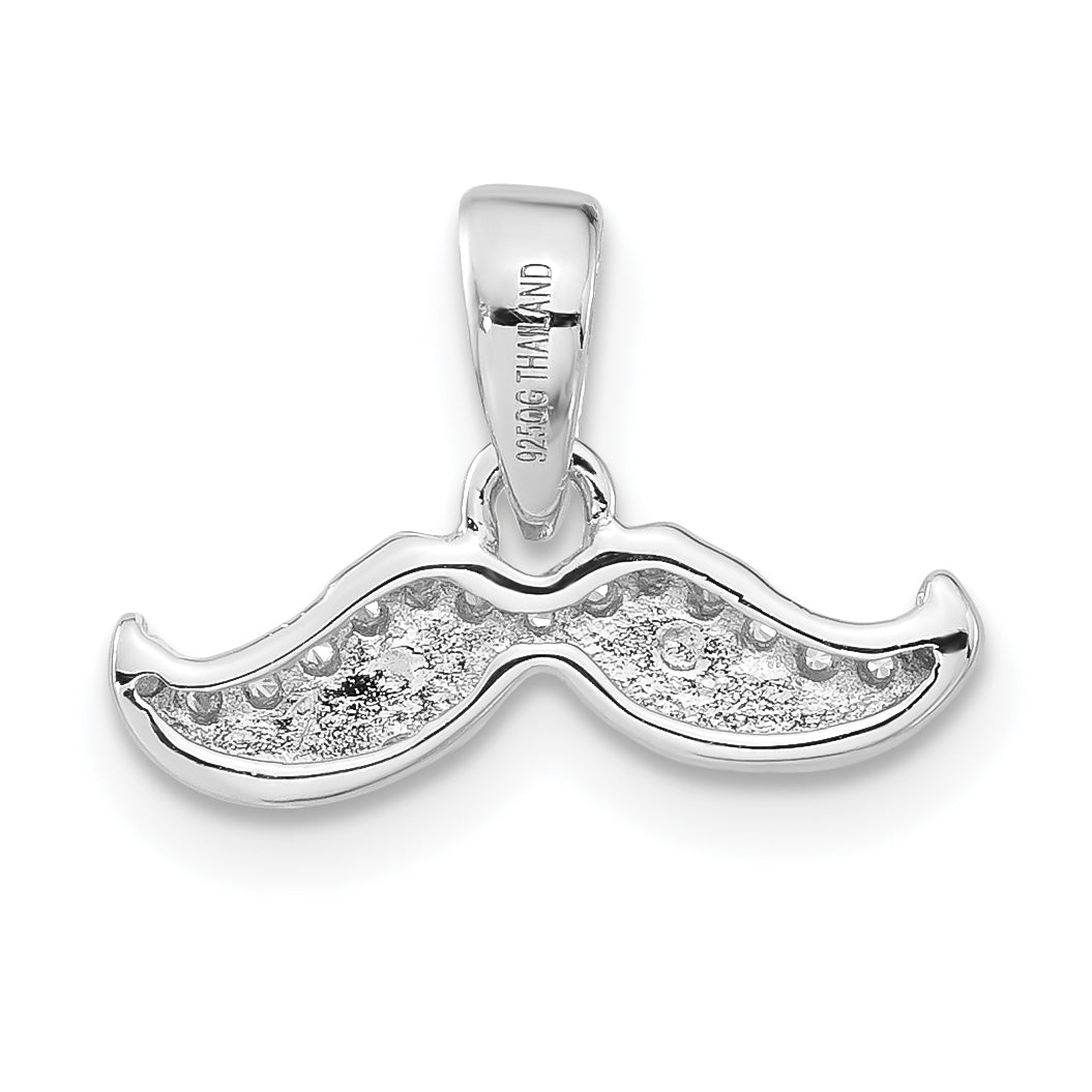 Sterlingsilber Rhodiniert Poliert Zirkonia Mustache Anhänger