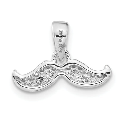 Sterlingsilber Rhodiniert Poliert Zirkonia Mustache Anhänger