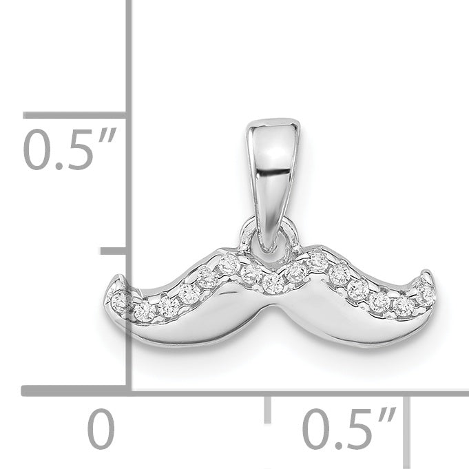 Sterlingsilber Rhodiniert Poliert Zirkonia Mustache Anhänger
