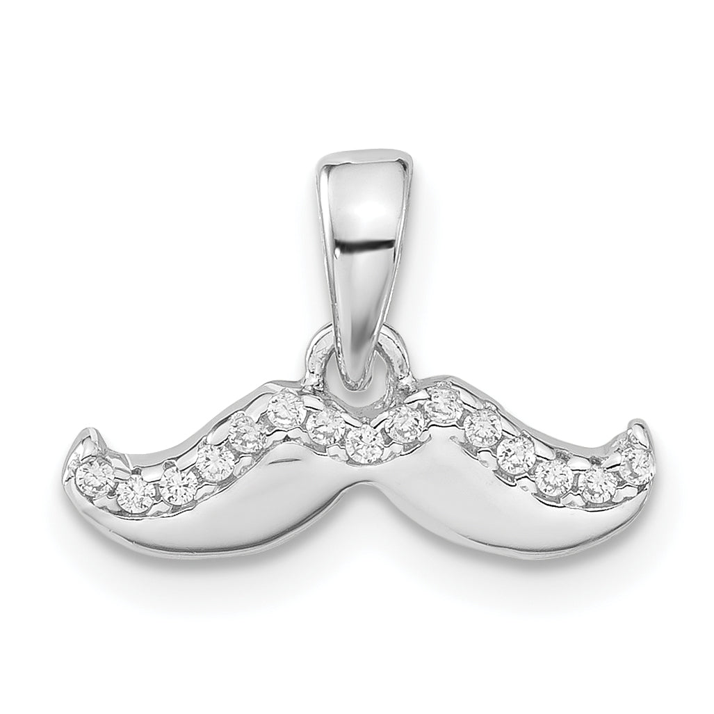 Sterlingsilber Rhodiniert Poliert Zirkonia Mustache Anhänger