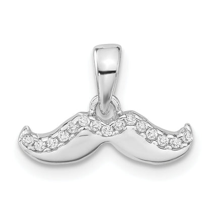 Sterlingsilber Rhodiniert Poliert Zirkonia Mustache Anhänger