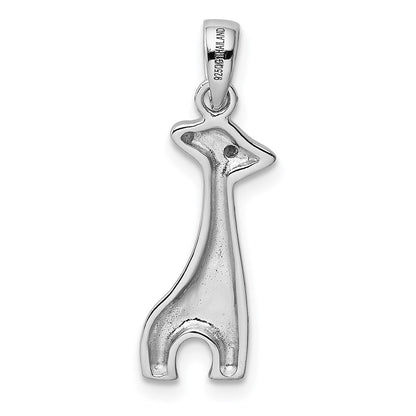 Sterlingsilber Rhodiniert Emailliert Zirkonia Giraffe Anhänger