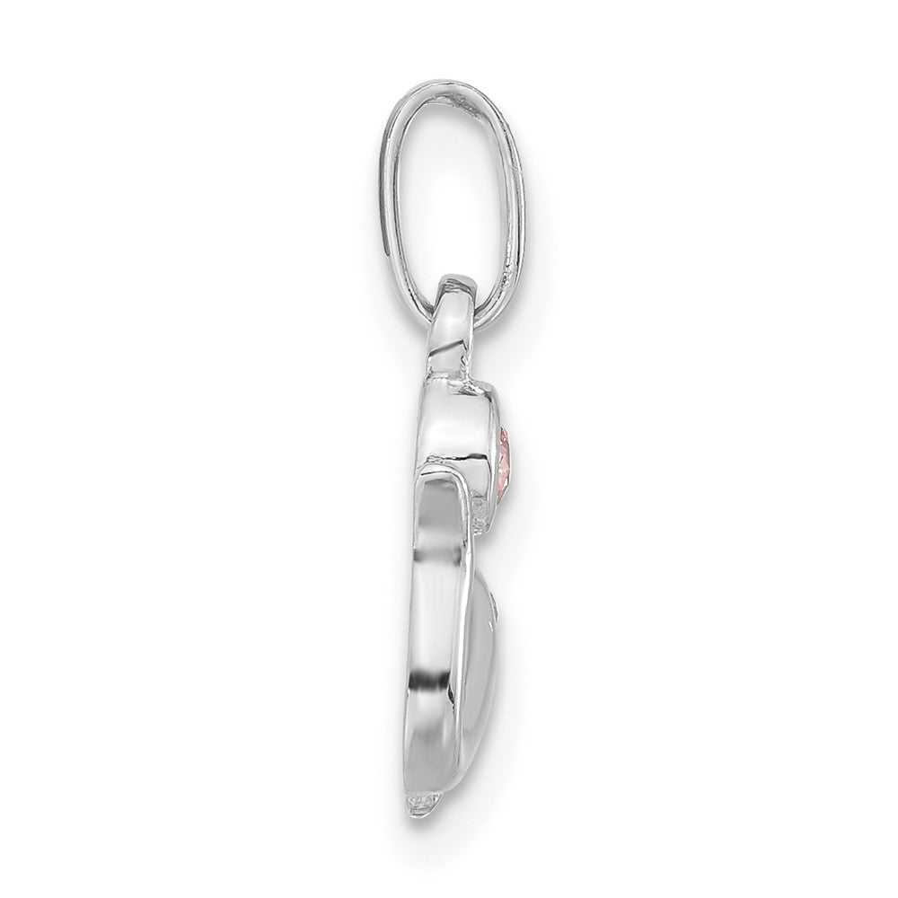 Sterlingsilber Poliert Rosa & Klar Zirkonia Delfin Anhänger