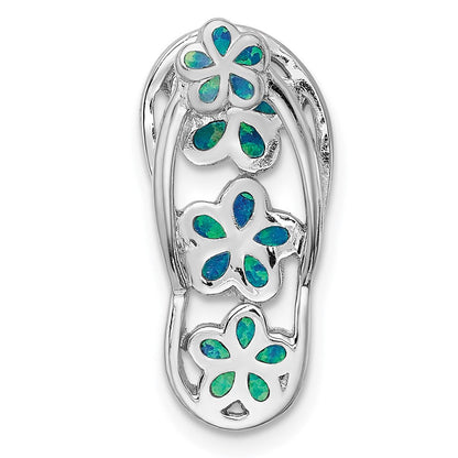 Sterlingsilber Rhodiniert Blau Erzeugt Opal Flip Flop Anhänger