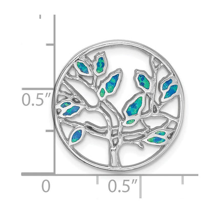 Sterlingsilber Rhodiniert Blau Erzeugt Opal Baum Anhänger