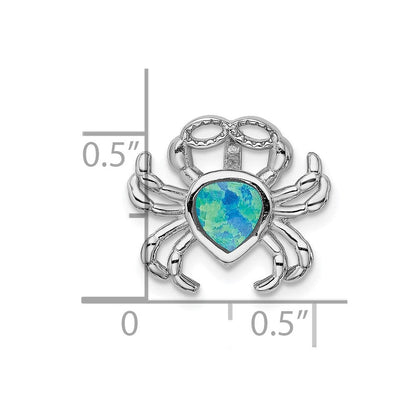 Sterlingsilber Rhodiniert Blau Einlage Erzeugt Opal Krabbe Anhänger