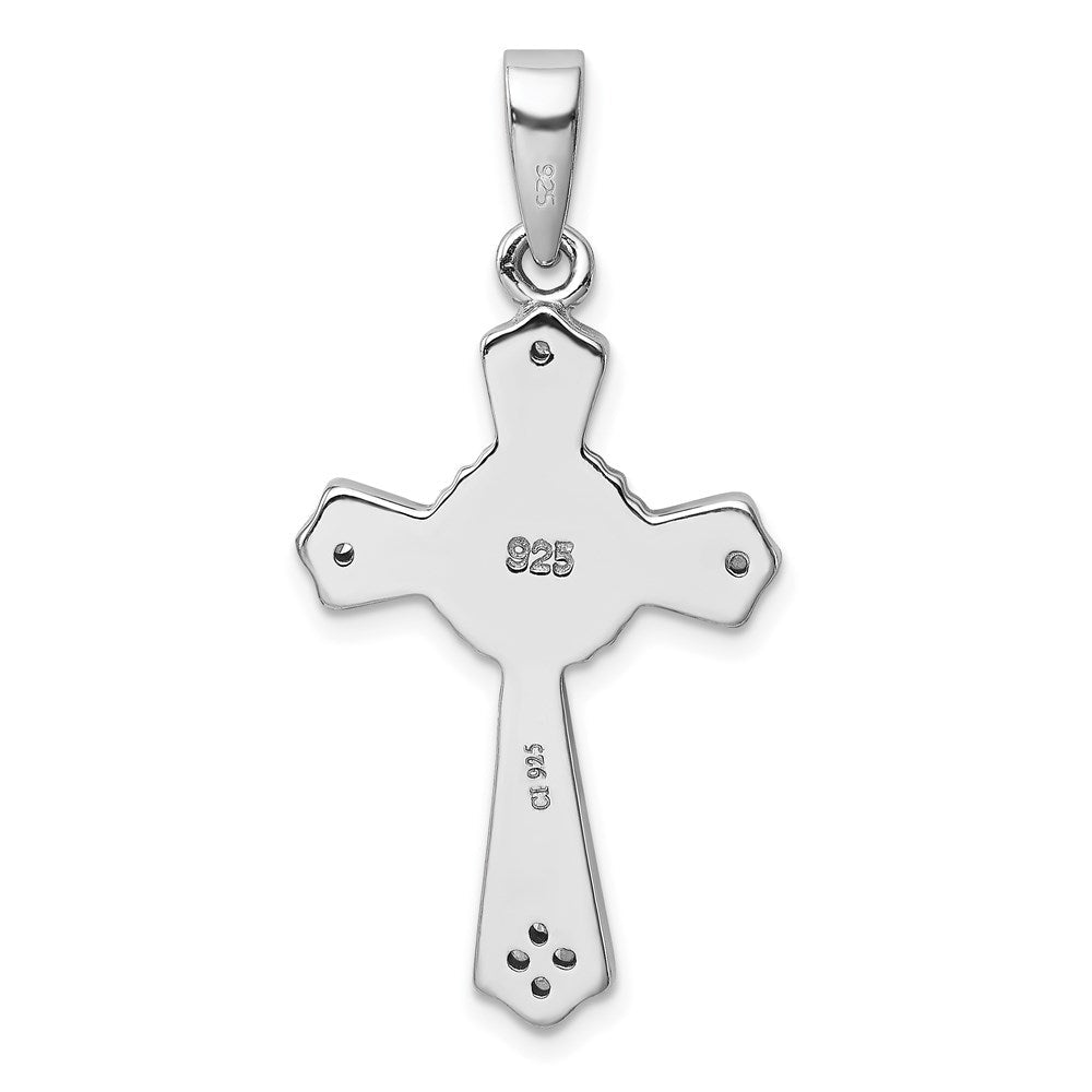 Sterlingsilber Rhodiniert Zirkonia / Erzeugt Opal Kreuz Anhänger